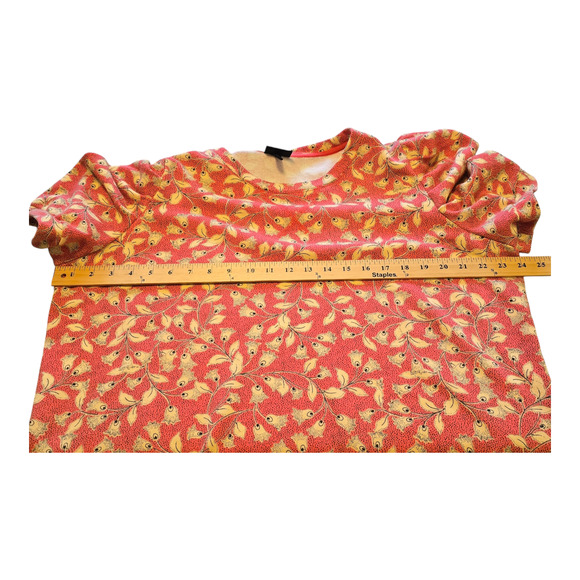 Who What Wear Top Womens Size XXL Rust Red Floral Print Short Sleeve Mature - Picture 7 of 10